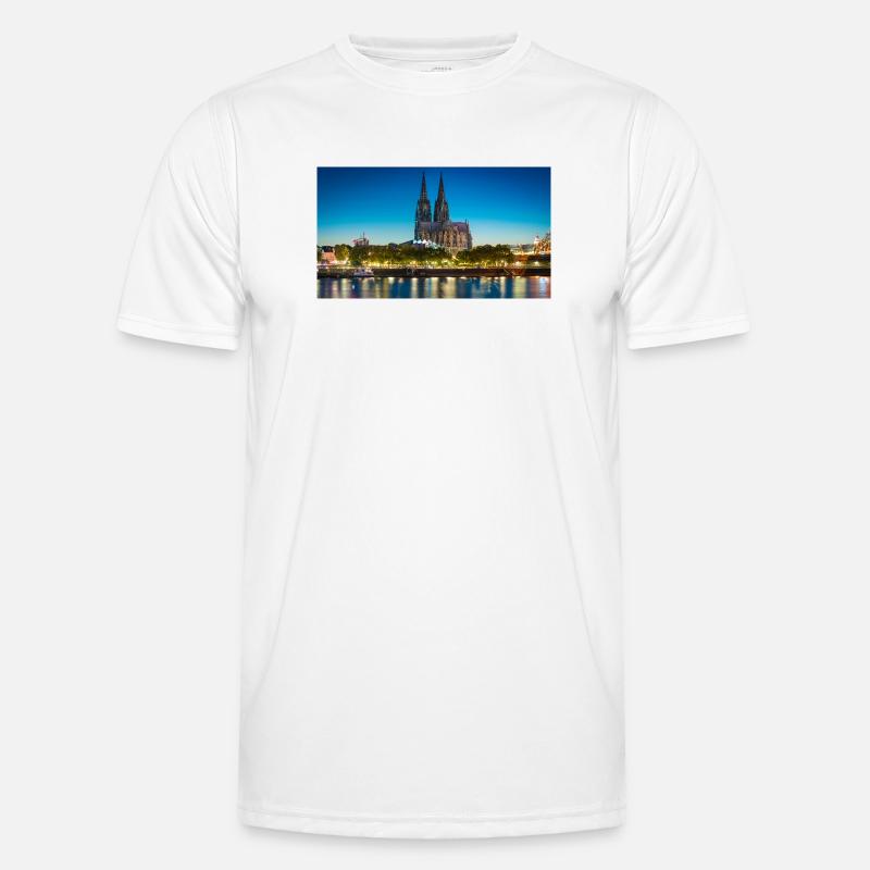 Cologne Cathedral Evening Light Silhouette Men's Functional T-Shirt