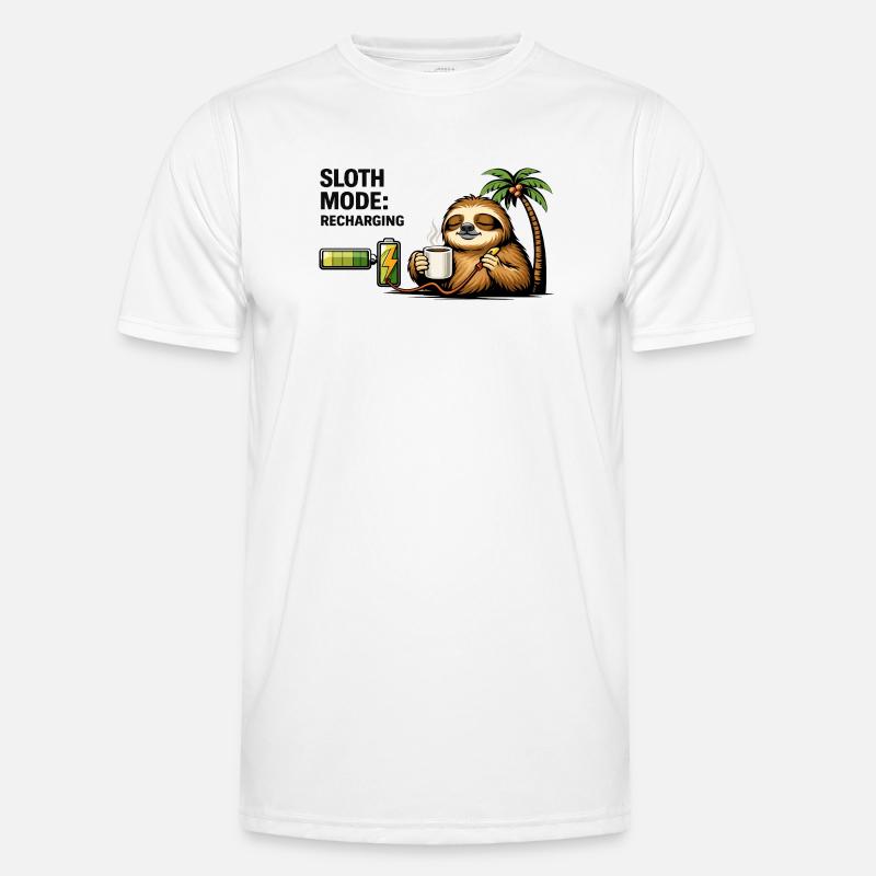 Sloth Mode Recharging Coffee - Men's Functional T-Shirt - white