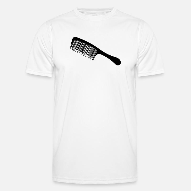 Illustration comb with barcode - Men's Functional T-Shirt - white