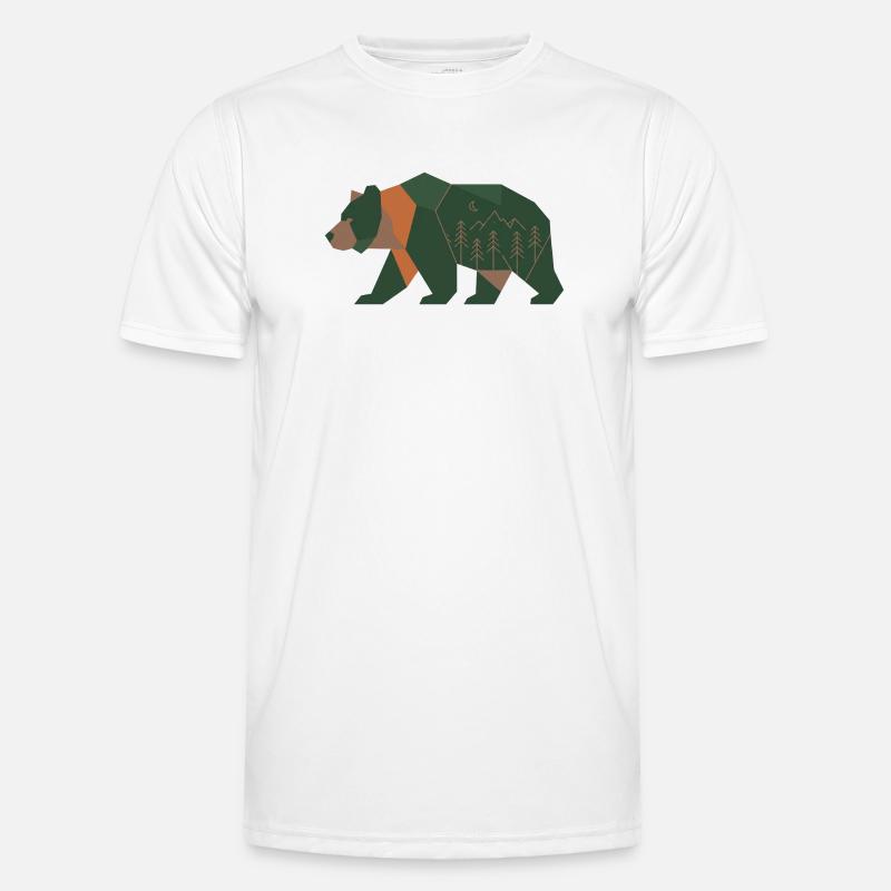 Geometric Forest Bear Moonlight - Men's Functional T-Shirt - white