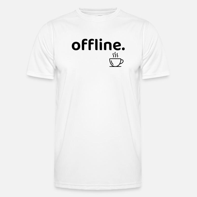 Offline minimalistisches Kaffee-Hemd - Männer Funktions-T-Shirt - Weiß