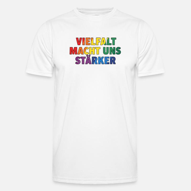 Diversity makes us stronger – Regenbogen Design - Men's Functional T-Shirt - white