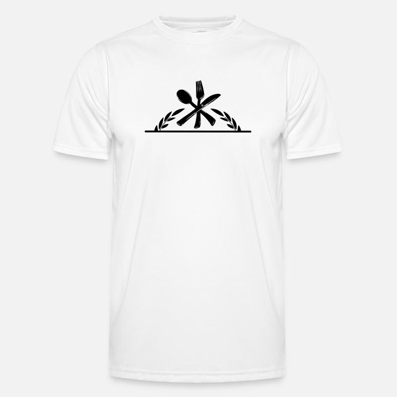 Besteckmenü-Logo mit halbem Lorbeerkranz. - Männer Funktions-T-Shirt - Weiß