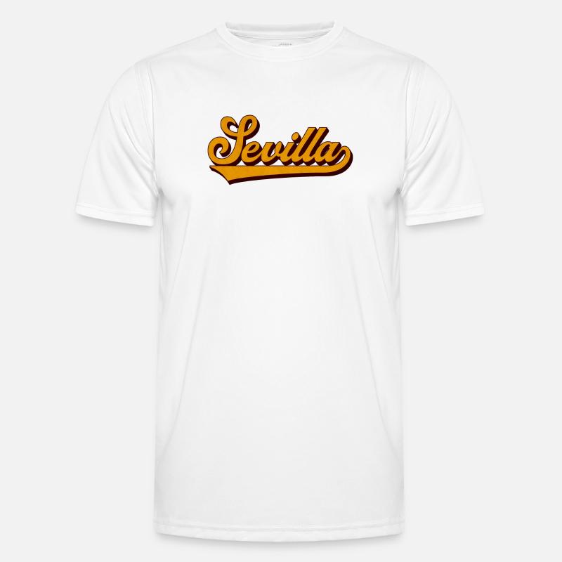 Sevilla Retro Script Yellow Men's Functional T-Shirt