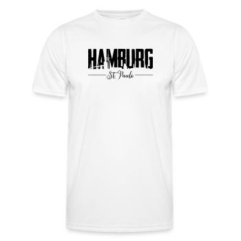 Hamburg St. Pauli, Reeperbahn, Kiez - Männer Funktions-T-Shirt - Weiß - Vorne - AI Model Male 178 dark (178cm)