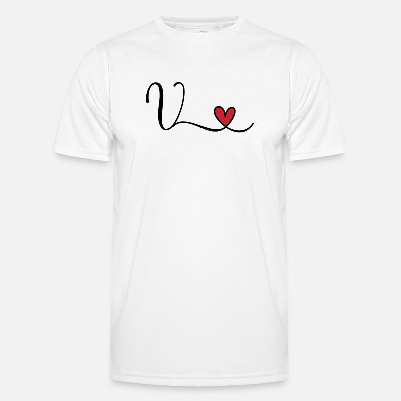 Buchstabe V Monogramm Initiale Herz - Männer Funktions-T-Shirt - Weiß