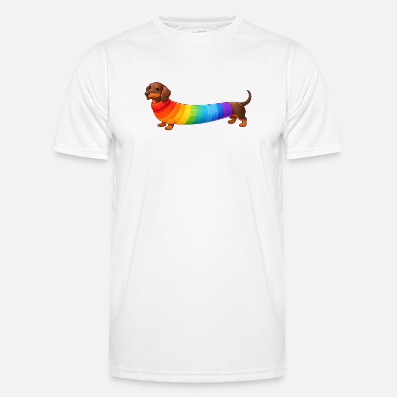 Dackel mit Regenbogen Pullover  Männer Funktions-T-Shirt