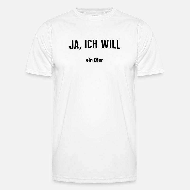 Ja, ich will - Ein Bier - Männer Funktions-T-Shirt - Weiß