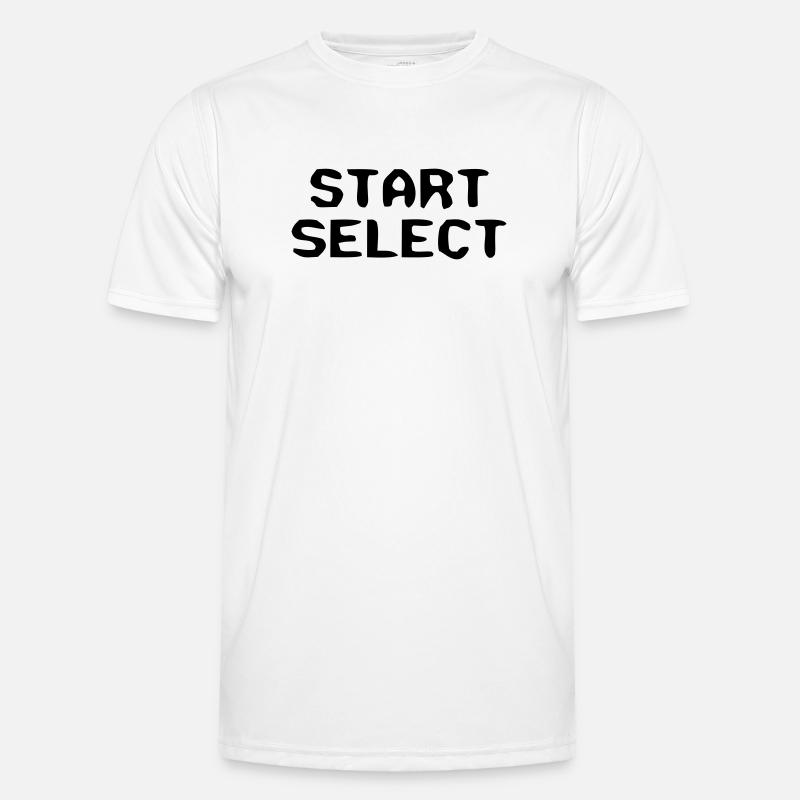 Start Select 8-Bit Text - Männer Funktions-T-Shirt - Weiß