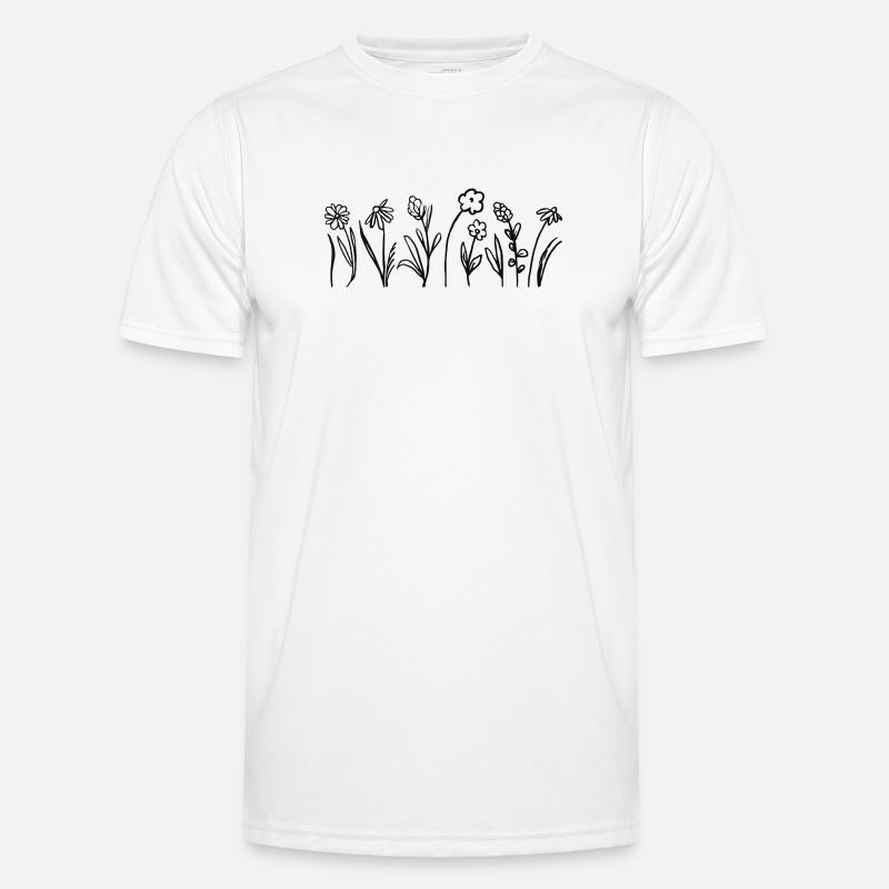 Handgezeichnete Blumen mit Blättern Männer Funktions-T-Shirt