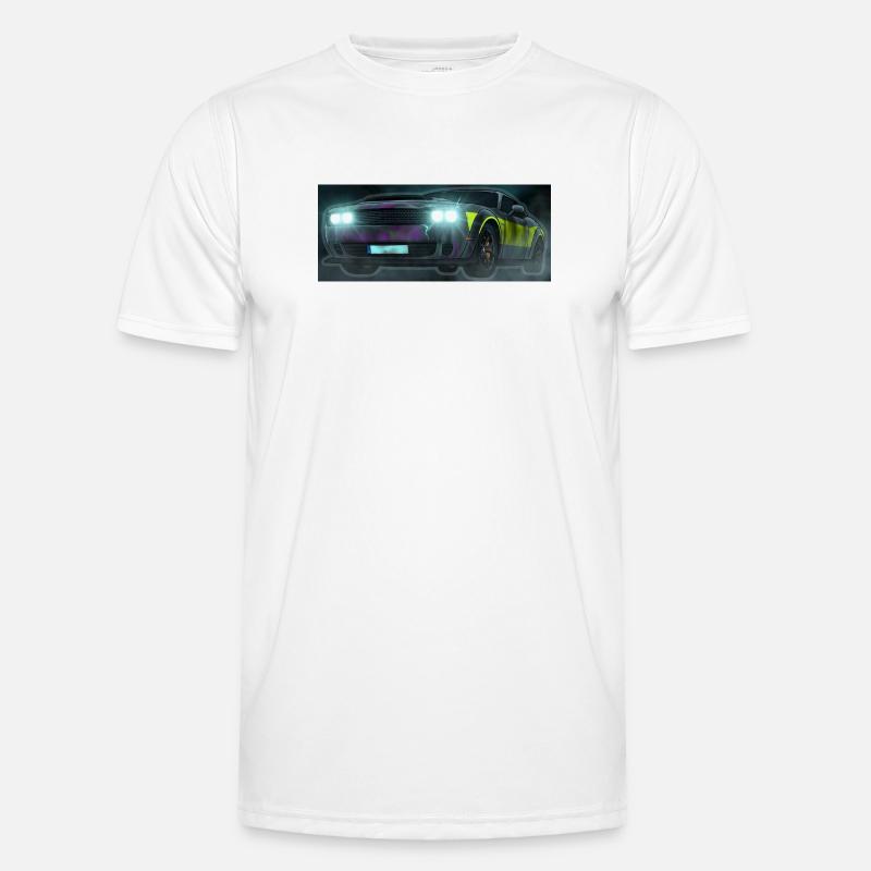 Flash Check Neon Stripe Car - Men's Functional T-Shirt - white