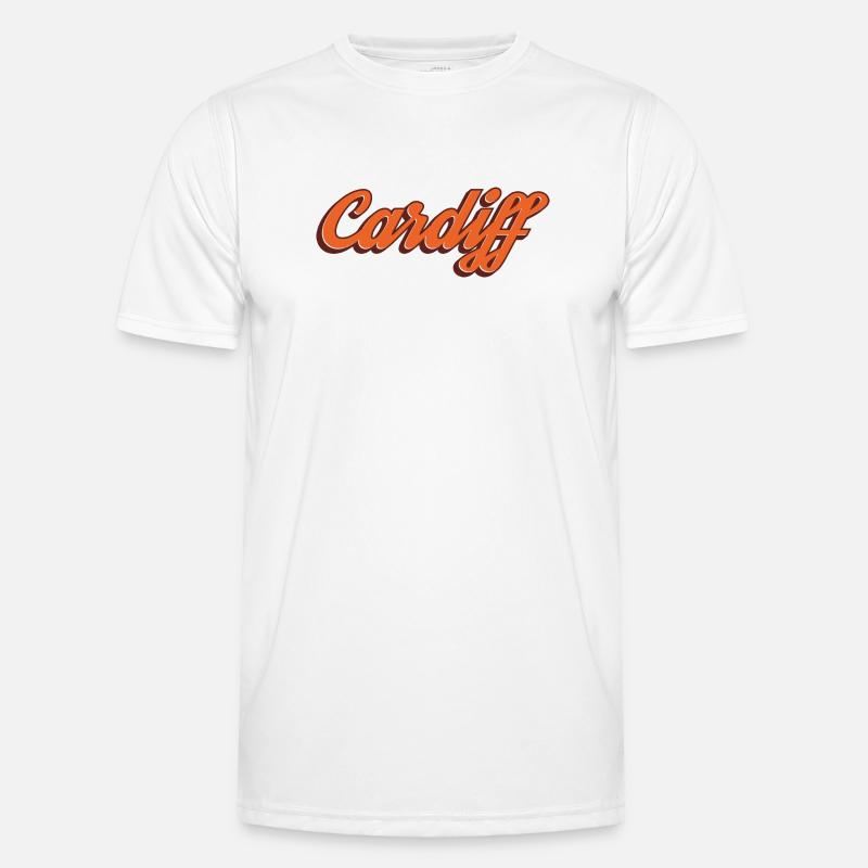 Cardiff Script Orange Männer Funktions-T-Shirt