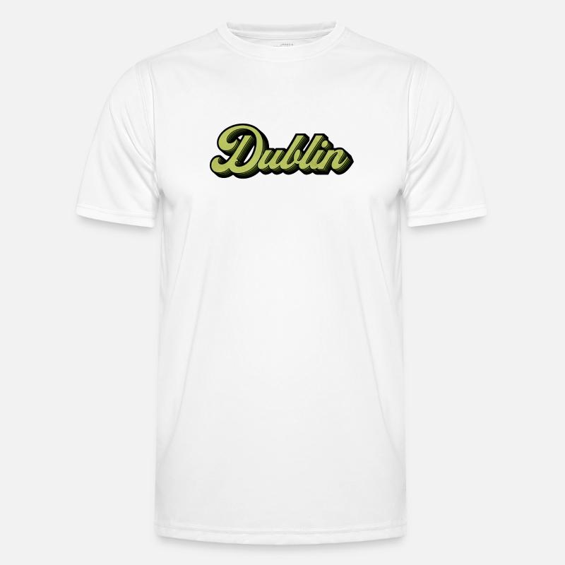 Dublin Retro Script in Lime Männer Funktions-T-Shirt