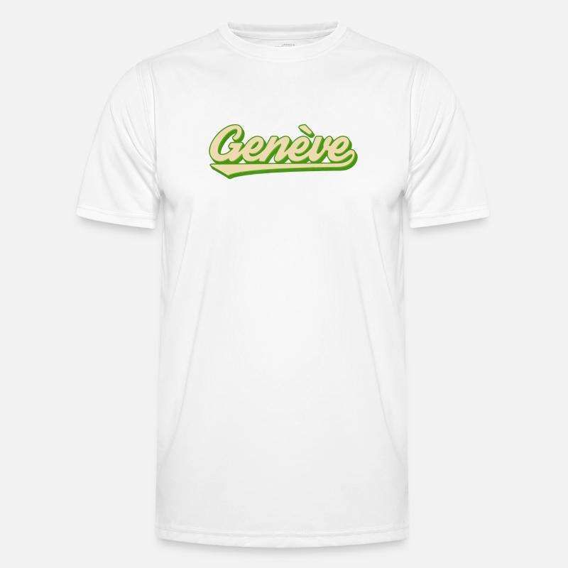Genève Retro Script Lime - Men's Functional T-Shirt - white