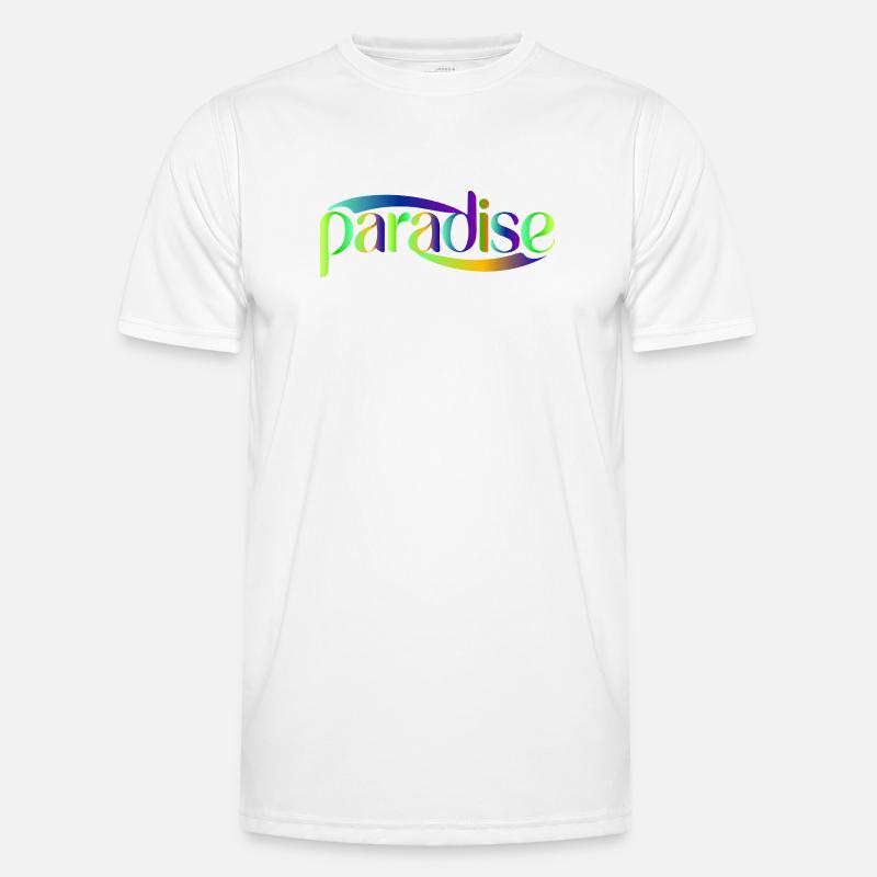 Paradise Rainbow Script Design - Men's Functional T-Shirt - white