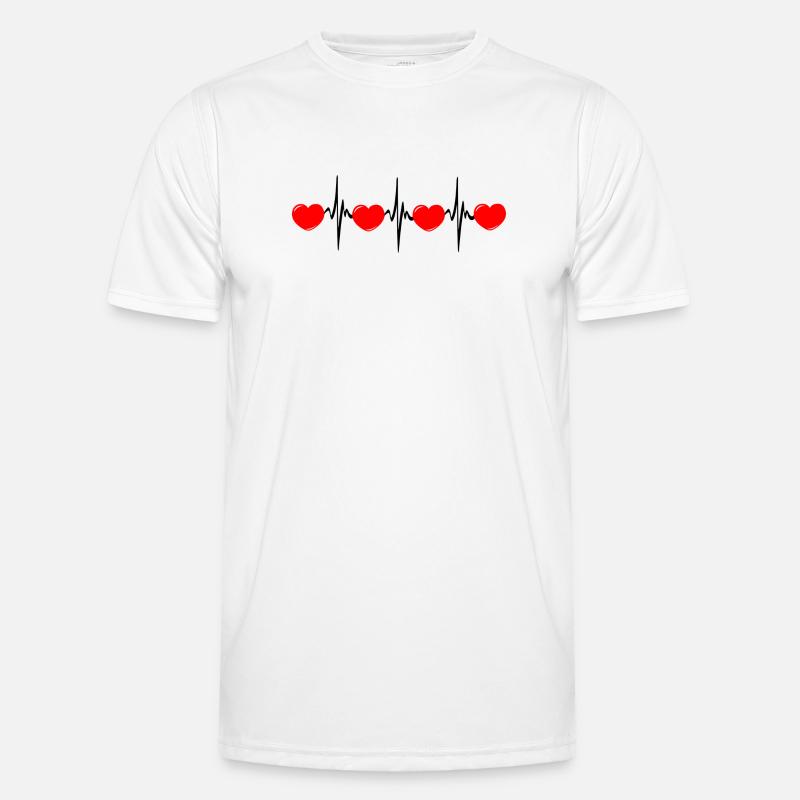 Herzfrequenz hartes rotes Cardio-EKG Männer Funktions-T-Shirt