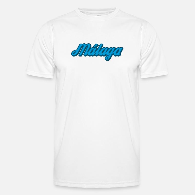 Málaga Coastal Script Blue - Men's Functional T-Shirt - white
