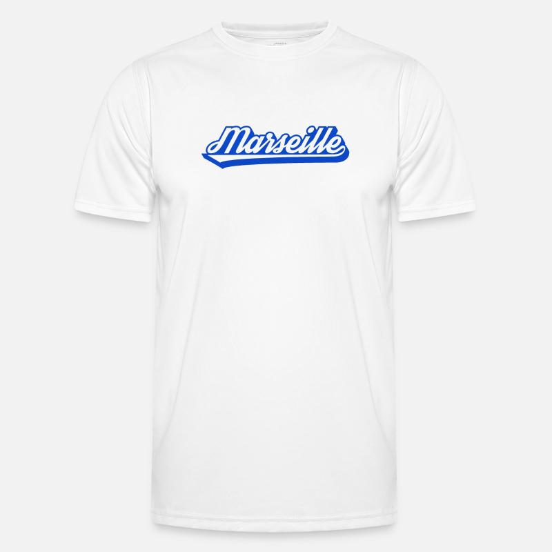 Marseille Retro Blue Script - Men's Functional T-Shirt - white