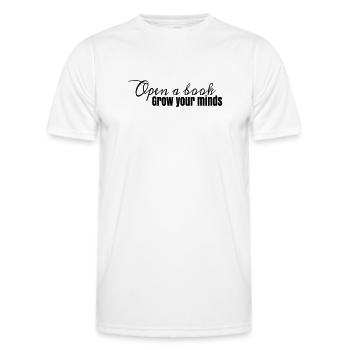 Book Design Open A Book, grow your minds - Men's Functional T-Shirt - white - Front - AI Model Male 178 dark (178cm)