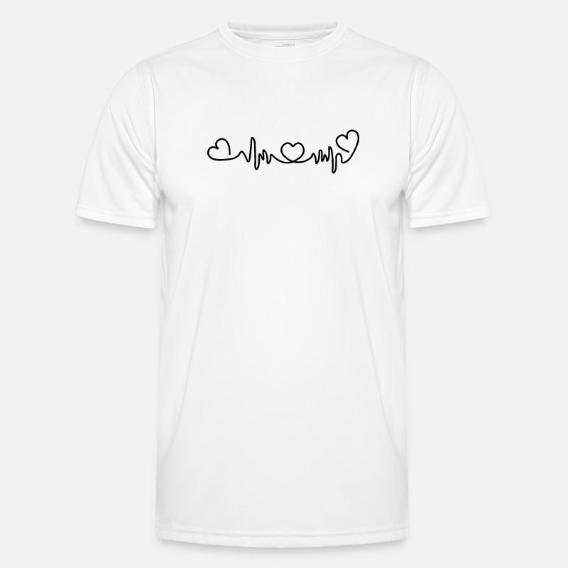 Herzfrequenz mit drei Herzen - Männer Funktions-T-Shirt - Weiß