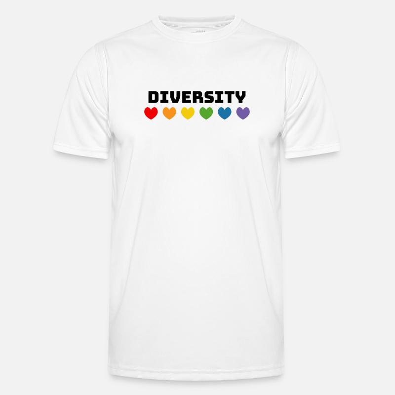 Rainbow Hearts Diversity LGBT lgbtqi queer - Men's Functional T-Shirt - white