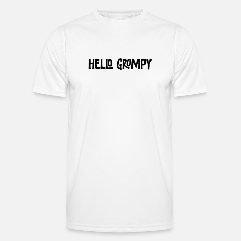 Hello Grumpy Lustiger Minimal Spruch - Männer Funktions-T-Shirt - Weiß