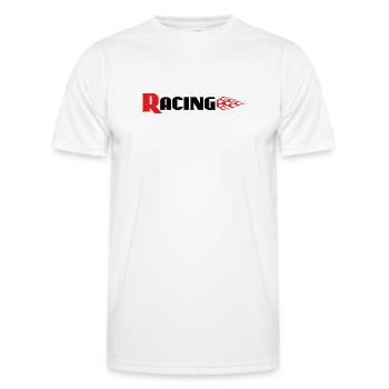 Racing Graphic With Flames - Car Auto Bike Decals - Men's Functional T-Shirt - white - Front - AI Model Male 178 dark (178cm)