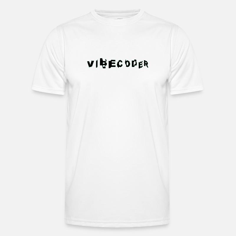 VibeCoder Glitch Neon - Männer Funktions-T-Shirt - Weiß