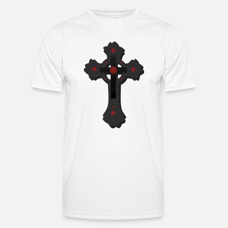 dunkles Gothic Kreuz, verschenken, coole Tees - Männer Funktions-T-Shirt - Weiß