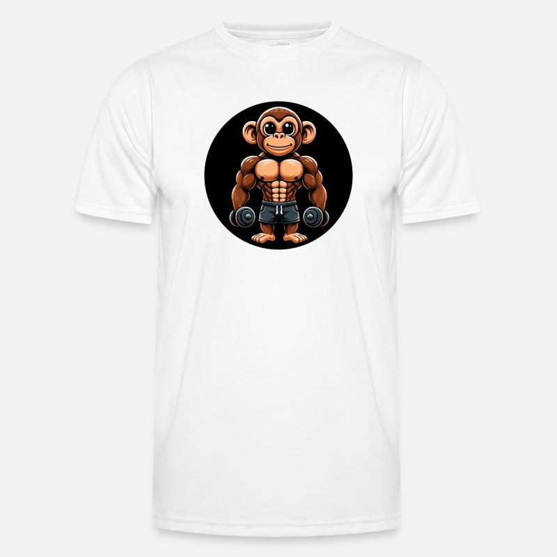 Affe Chimpanse Bodybuilder Training - Männer Funktions-T-Shirt - Weiß