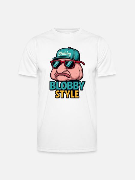 Blobby Style Cartoon Tee - Men's Functional T-Shirt - white