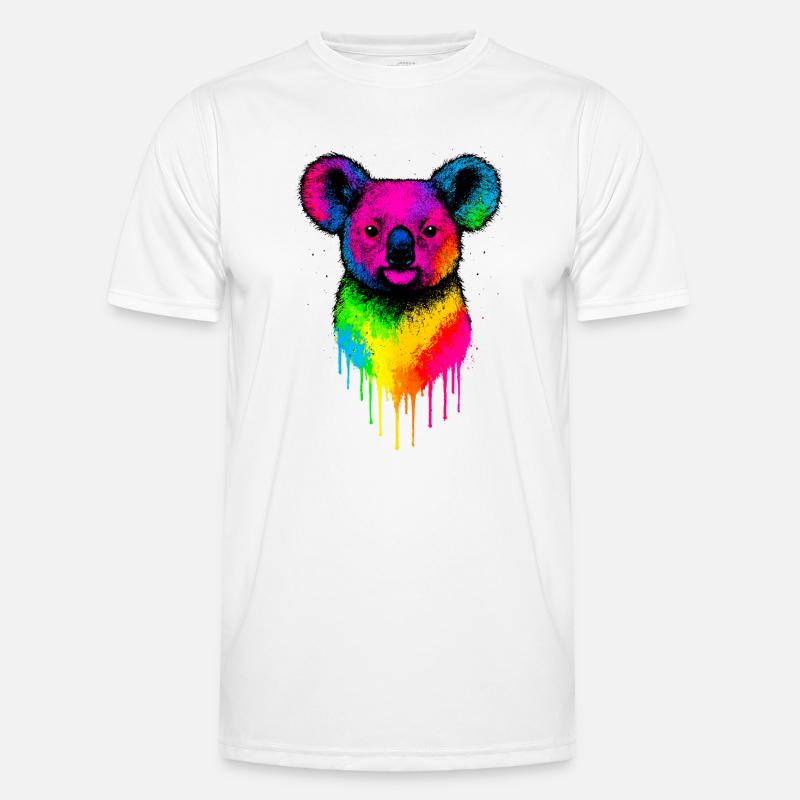 Regenbogen Koala Neon Splatter Männer Funktions-T-Shirt
