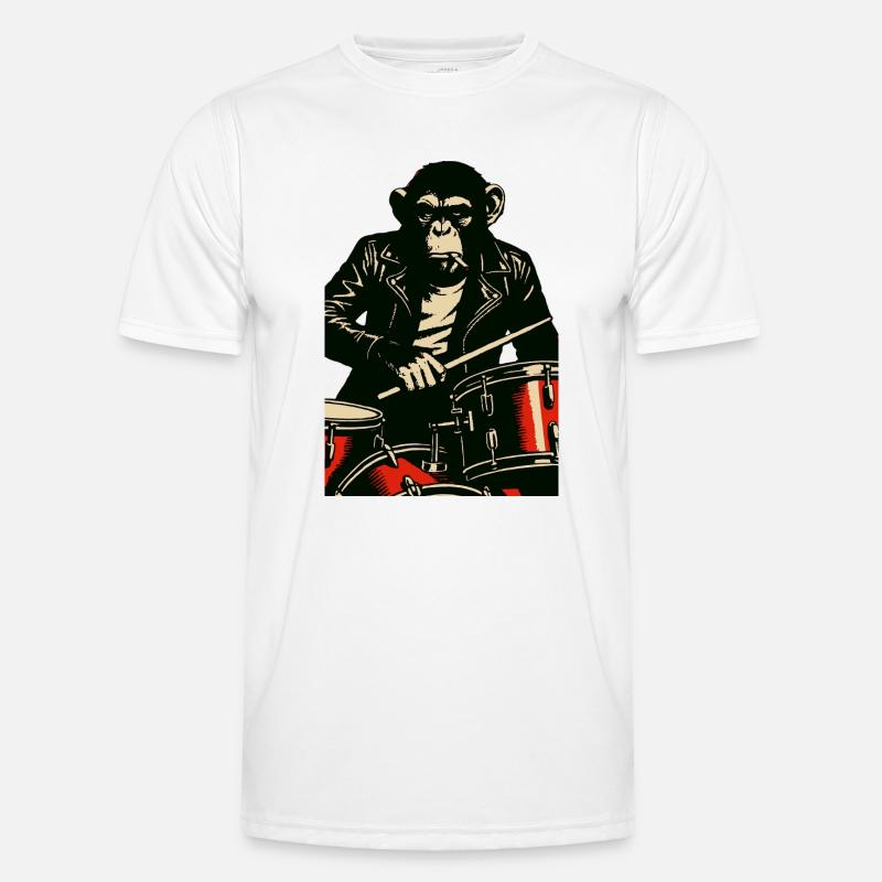 Chimp Drummer in Leather Jacket Men's Functional T-Shirt