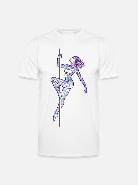 Line Art Woman Pole Dance Illustration Gift - Men's Functional T-Shirt - white