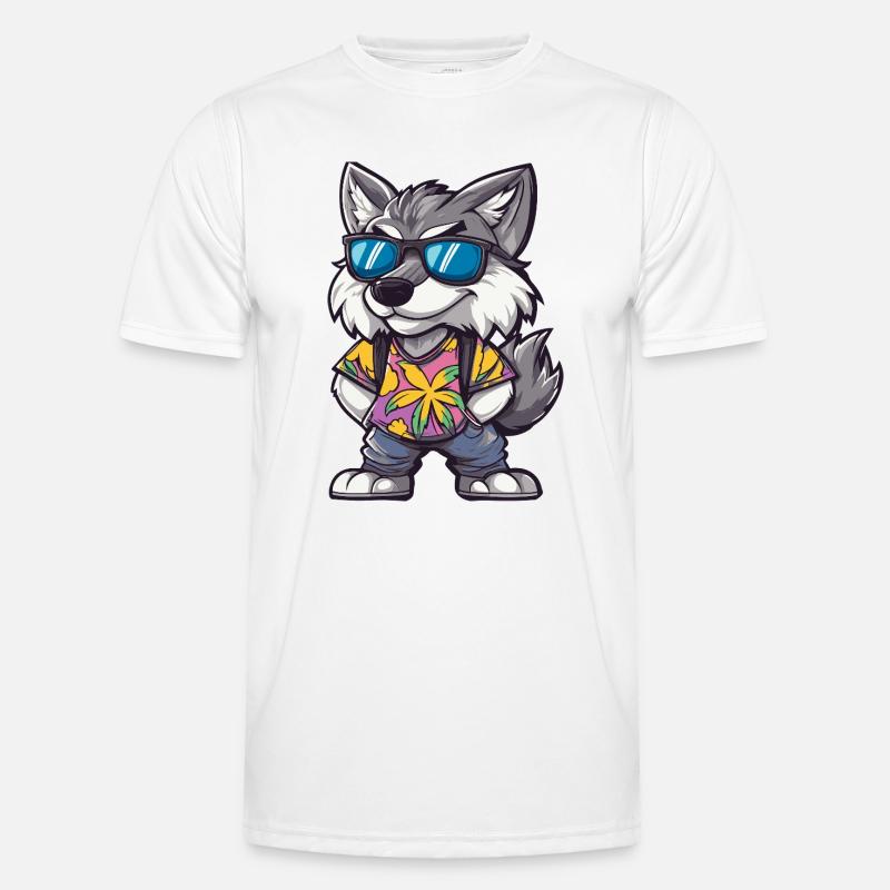 Wolf Comic Vacation - Men's Functional T-Shirt - white