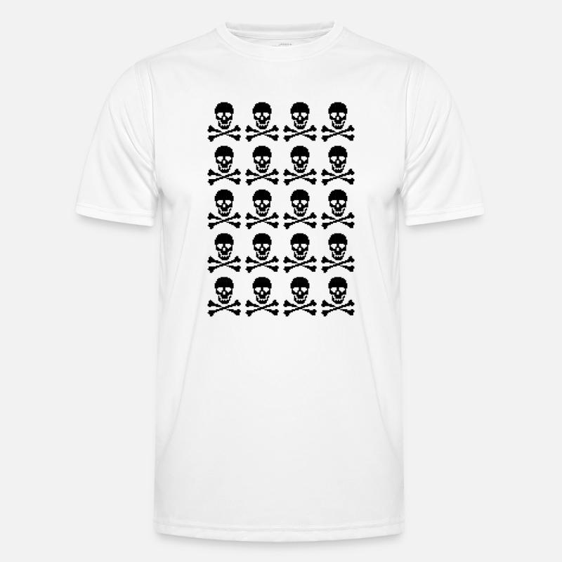 pixelated skulls pattern - Men's Functional T-Shirt - white
