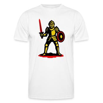 Gelber Ritter mit rotem Schwert - Männer Funktions-T-Shirt - Weiß - Vorne - AI Model Male 178 dark (178cm)