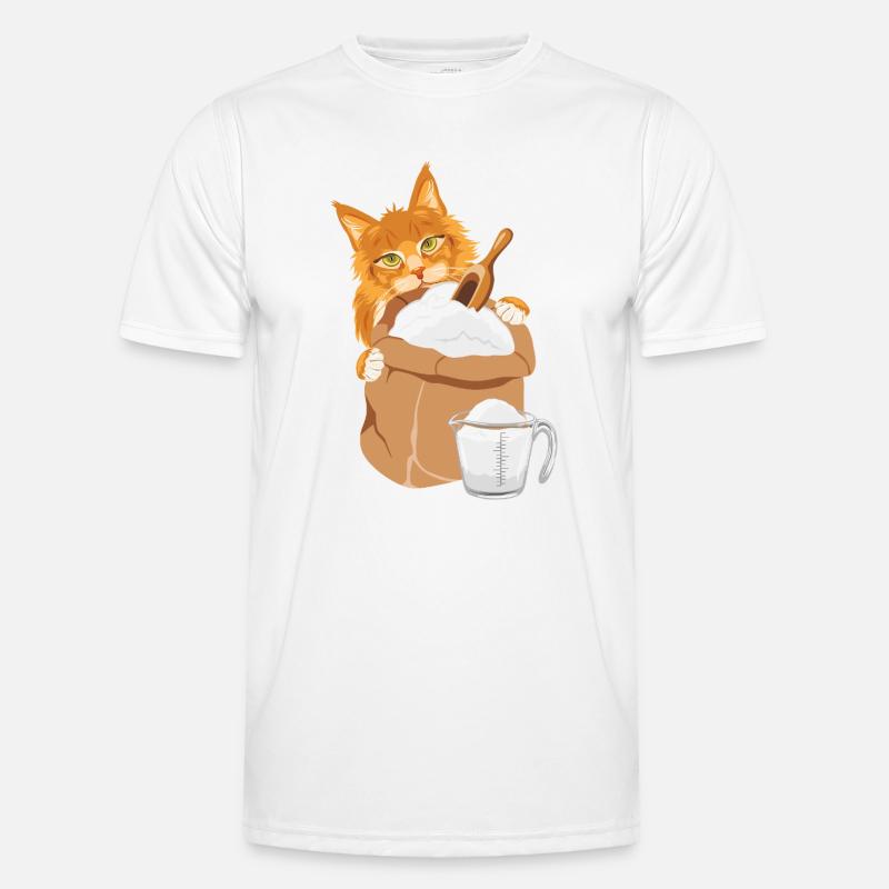 Ginger kat kigger frem bag posen - Funktionsshirt til herrer - hvid
