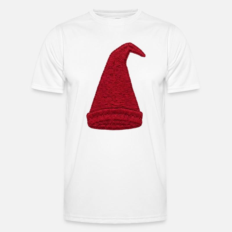 Gnome hat in embroidered look (printed) - Men's Functional T-Shirt - white