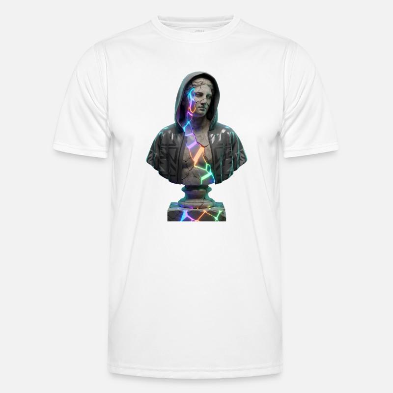 Neon Cracks Pullover Hoodie Statue - Men's Functional T-Shirt - white