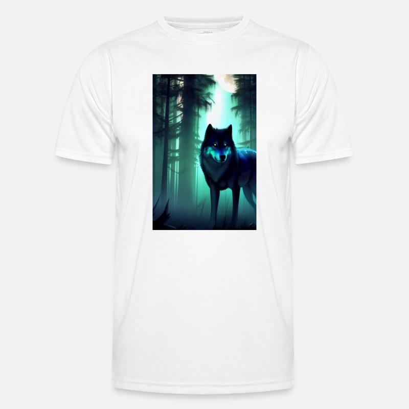 Wolf im Wald Männer Funktions-T-Shirt