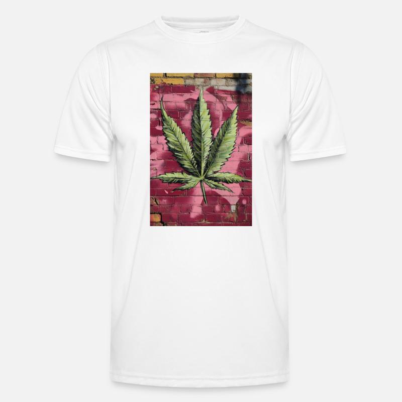 Graffiti grass leaf on pink wall Men's Functional T-Shirt