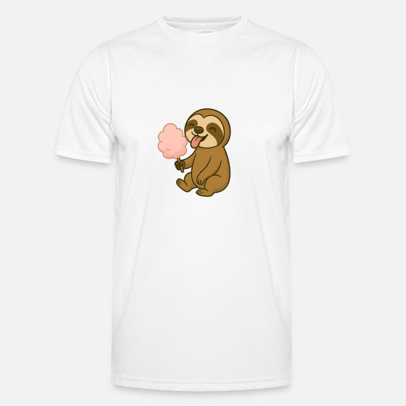 Cute sloth with cotton candy Men's Functional T-Shirt