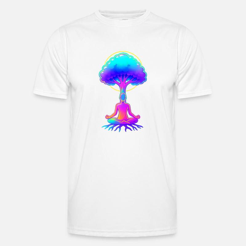 Neonbaum der Meditation Männer Funktions-T-Shirt