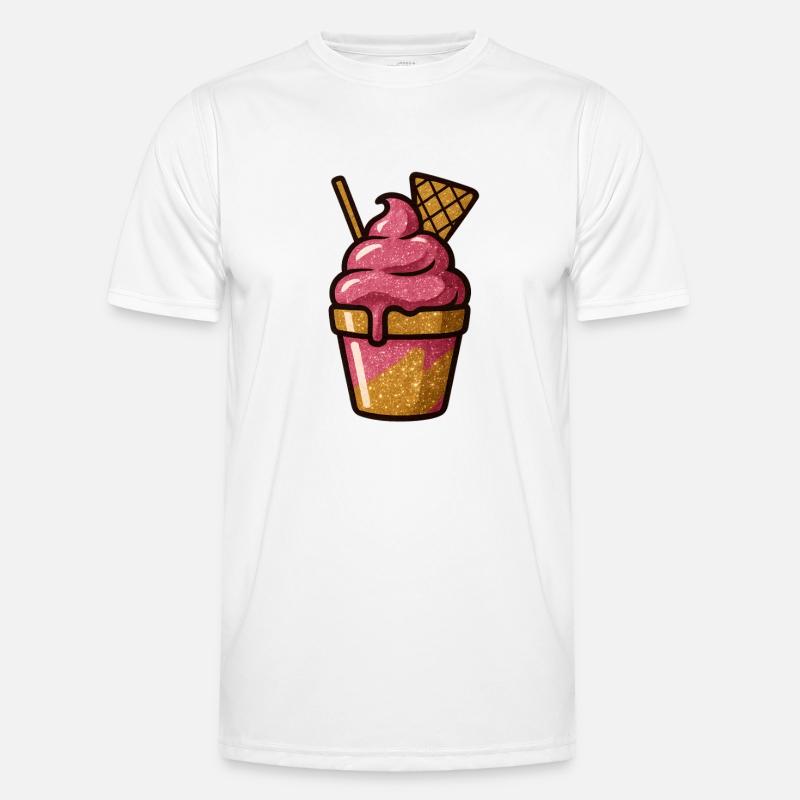 Pink Glitzer Eiscreme Becher Männer Funktions-T-Shirt