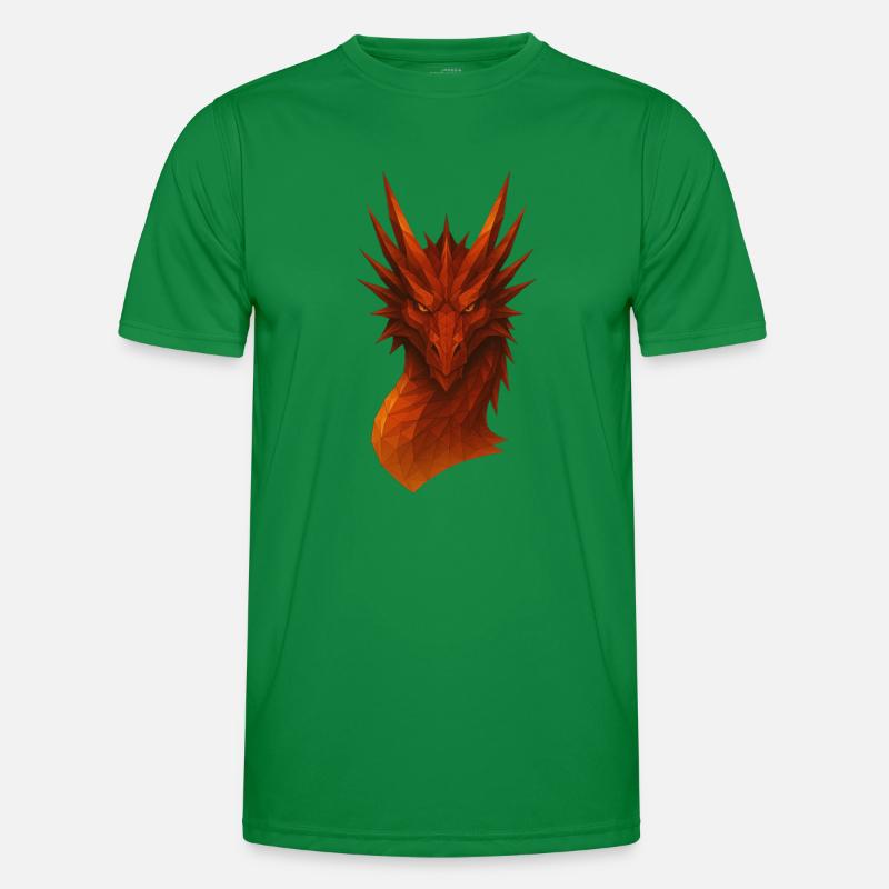 Flammender Lowpoly Drache Männer Funktions-T-Shirt