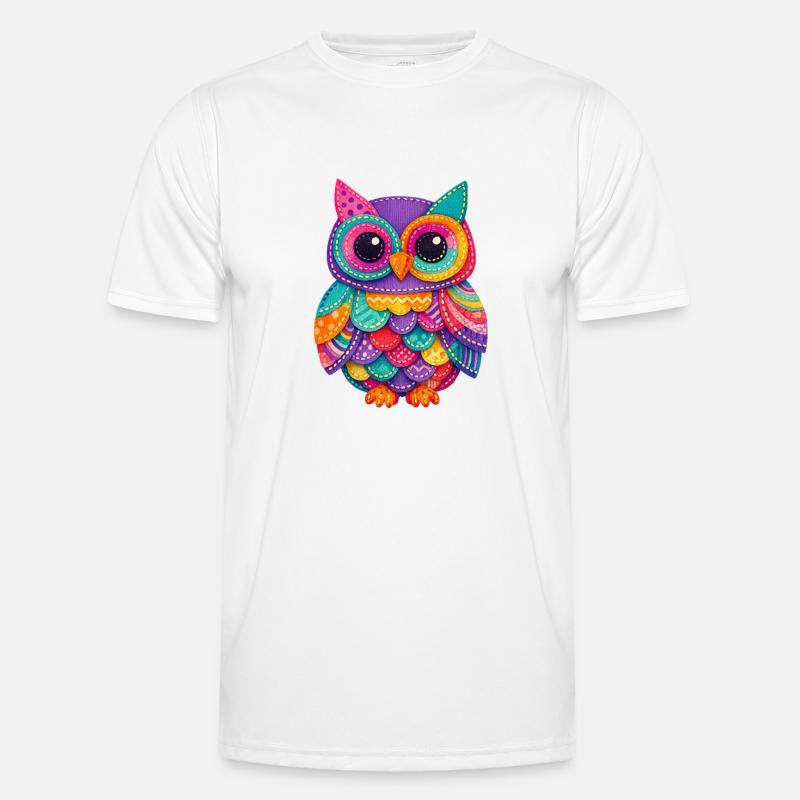 Patchwork Owl Magic - Men's Functional T-Shirt - white
