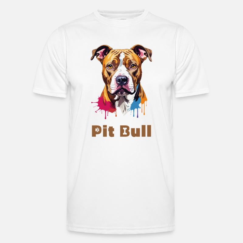 Portrait de pitbull avec éclaboussures de peinture T-shirt sport Homme