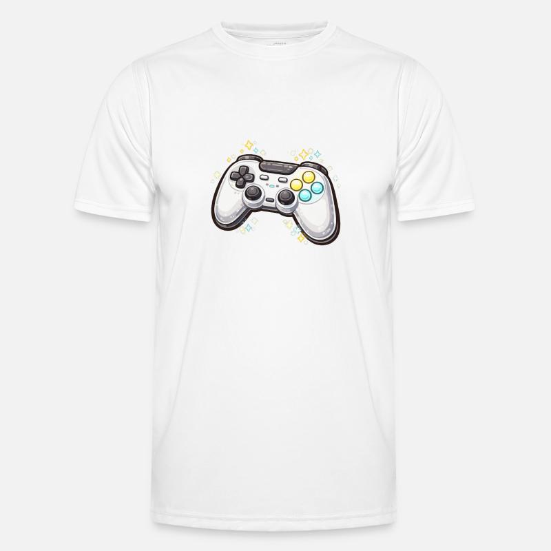 Glowing game controller with stardust - Men's Functional T-Shirt - white