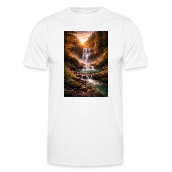 Wasserfall in der Abendsonne - Männer Funktions-T-Shirt - Weiß - Vorne - AI Model Male 178 dark (178cm)